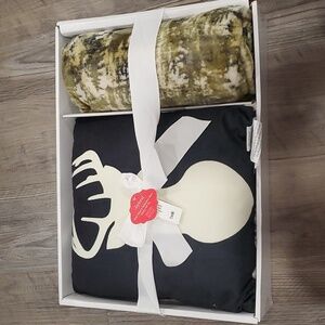 Joyland Camo Plush Throw & Deer Decorative Pillow 2 Piece Gift Set